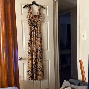 Animal print long dress looks like belt